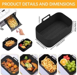 2-delige Airfryer accessoire pads - Siliconen Airfryer pads - Zwart - 19,5*16,5 cm — thumbnail 6