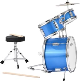 VEVOR Drumset 3-Delig Drumstel voor Kinderen met 14-Inch (35,6 Cm) Bastrommel Blauw — thumbnail 2