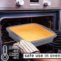 Grijze siliconen bakvorm 26x25x5,5 cm - Oven, Airfryer, Magnetron — thumbnail 5