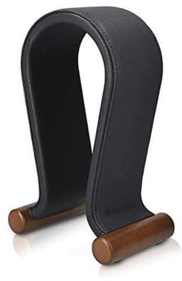 Hoofphonehouder met kunstleren bekleding - Universele hoofdtelefoonstandaard met houten voet - Stijlvolle en functionele oplossing voor je hoofdtelefoons — thumbnail 4