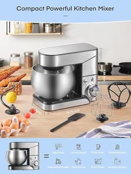 Multifunctionele 3-in-1 Keukenrobot met Hakmolen, Blender en Kneedmachine - 2000W, 12L, Grijs — thumbnail 3