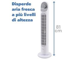 Verticale ventilator 81 cm met 3 snelheden en automatische oscillatie voor efficiënt koelen