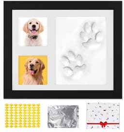 Pootafdrukset voor honden en katten - 3D gipsafdruk met fotolijst voor landelijke decoratie — thumbnail 1