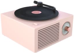 Deze retro-klassieke lichtroze Bluetooth-speaker heeft een klassiek ontwerp voor een platenspeler en is een leuk cadeau voor meisjes. Hij beschikt over een verbeterde bas en een luid volume. — thumbnail 1