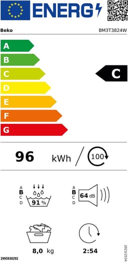 Beko BM3T3824W - SteamCure™ - Warmtepompdroger - 8 kg — thumbnail 3
