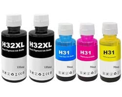 Compatibele inkt 31 32XL voor Smart Tank 7305 7005 7605 5105 - Multipack met 5 stuks (2 zwart, cyaan, magenta, geel)