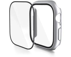 Screenprotector case - geschikt voor Apple Watch 10 / 11 42mm - full cover hoesje - gehard glas - 42 mm - volledige bescherming - zilver