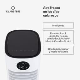 Klarstein Skytower Smart Air Cooler Fan Air Purifier Humidifier, WLAN Function, App Control, Air Movement: 480 m³/h, 80 W, 8 L, 2 x Cold Packs, Horizontal Oscillation, White — thumbnail 3