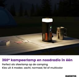 Marmitek RESQ 200 Noodradio – opwindbare en solar radio met DAB+, kleurenscherm en 360° LED-licht – Powerbank 4500 mAh (laden met 10W) – Waterbestendig en robuust – SOS-alarm – Ideaal voor camping, outdoor en noodpakket/noodsituaties — thumbnail 2