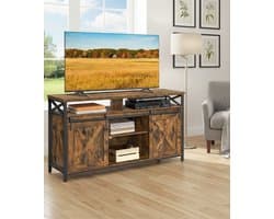 Rustiek Industrieel TV-meubel Lowboard – Voor Televisies tot 65 inch – Vintage Bruin en Zwart – Verstelbare Planken, Ruime Opbergruimte, Metalen Frame, Landelijke Stijl Depauwwonen