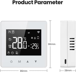Slimme Wifi Thermostaat met Touchscreen voor Elektrische Verwarming en CV-ketel — thumbnail 3
