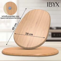 Ibyx Bamboe Schuifplank - Krasvrije Onderzetter met Wieltjes voor Koffiezetapparaat, Airfryer & Espressomachine - Keuken Organizer — thumbnail 5