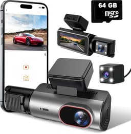 Tech Essentials A100 Dashcam - 1080P - Wifi - SD Kaart 64GB - Met Achteruitrijcamera - USB-C - Voor Auto Camera - Voor En Achter - Full HD - Parkeermodus - Nachtzicht — thumbnail 1