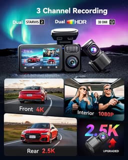 Dashcam 4K met 3 Kanalen, Nachtzicht, GPS en WiFi — thumbnail 4