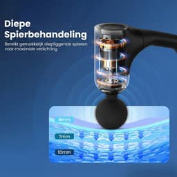 Home Vibes® Massage Apparaat voor Nek, Rug, Schouders en Benen - Massage Gun - Professioneel Massageapparaat - Vaderdag Cadeau - Lange Ergonomische Hendel - 4 Opzetstukken - 5 Standen - Draadloos - Zwart — thumbnail 3