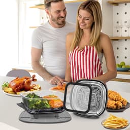 Airfryer accessoires Gescht voor Ninja CRISPi 1x roestvrij staal fijnmazige spatbescherming + 1x siliconen hittebestendige onderlegger voor Ninja heteluchtfriteuse FN101EUGY, FN101EUST en — thumbnail 5