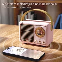 Ynkkvre - Retro bluetooth speaker - vintage decor - draagbare draadloze bluetooth speaker -roze — thumbnail 5