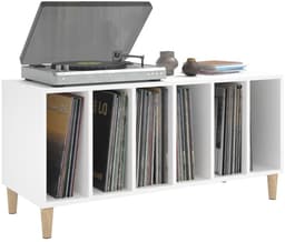 Platenspeler Meubel - LP-kast - Platenspelerkast - Draaitafelstandaard - Platenspelerstandaard - Vintage Displayplank - Wit — thumbnail 1