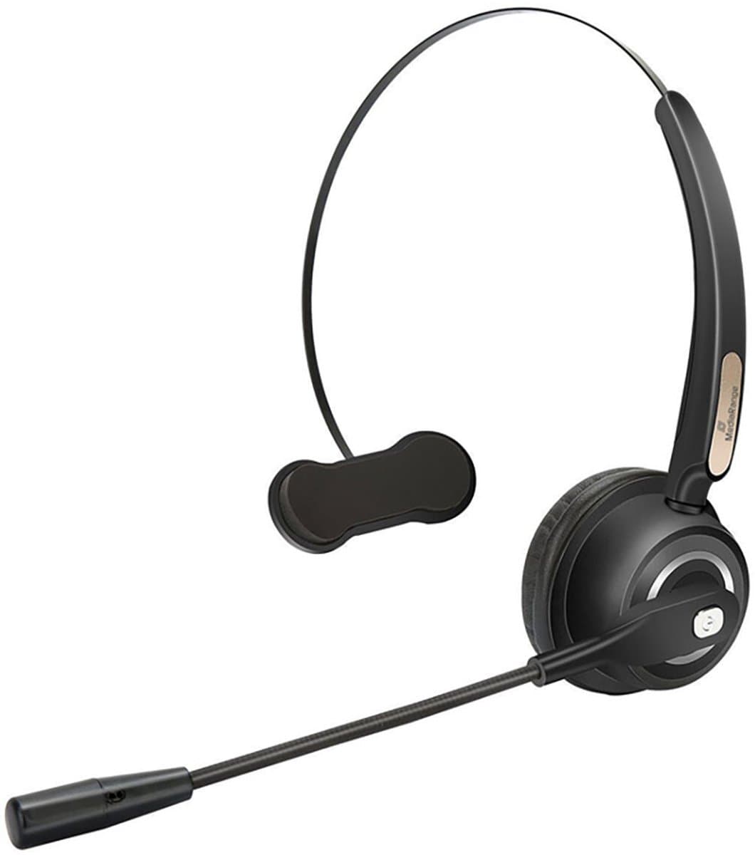 MediaRange, Draadloze mono Bluetooth headset met microfoon voor handsfree gebruik, Zwart — afbeelding 1