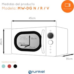 Magnetron met 20 liter capaciteit in vintage design - 700 W - digitale bediening met 5 kookstanden en ontdooifunctie — thumbnail 2