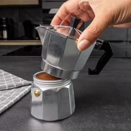 Intirilife Espressomaker aluminium - zilver - 3 kopjes mokkapot, 160 ml Italiaanse koffie, koffiezetapparaat geschikt voor gas, keramische kookplaat, elektrische kookplaat — thumbnail 2
