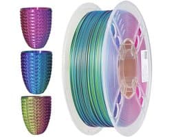 Triple Colour 3D Printer Filament 1.75mm - Glanzend PLA Filament in Blauw, Geel en Paars