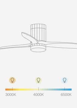 Witte Plafondventilator met Verlichting en Afstandsbediening - 40W, Ø 132 cm, 6 Snelheden — thumbnail 3