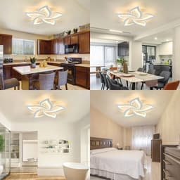 Dimbare LED Plafondlamp met Afstandsbediening - Modern Kleurveranderende Lamp voor Woonkamer en Slaapkamer - 5 Lichten, Ø 63 cm — thumbnail 1