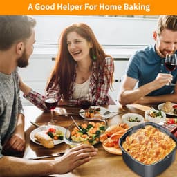 Accessoires voor de airfryer - vierkante antiaanbak bakvorm - Ongeveer 17,78 cm - Vierkante bakvorm voor airfryer - Zwart - Roestvrijstalen bakvorm - Inclusief 6 mokken - Herbruikbare bakvorm - Broodbakmand — thumbnail 6