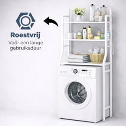 MeubelsvanJoep Wasmachine ombouw rek wit 157 x 68 x 26 cm - Wasmachine rek met opbergruimte wit - Wasmachine rek bovenlader wit - Wasmachine rek voorlader wit- Toilet kast — thumbnail 4
