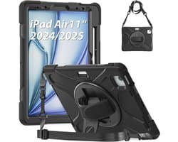 Schokbestendige Hoes voor iPad Air 11 Inch 2024 - 360° Draaibare Stand/Handriem/Potloodhouder