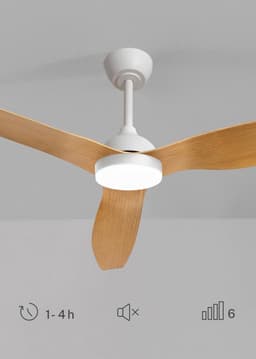 Stil Zwart Houten Plafondventilator met LED Verlichting en Afstandsbediening — thumbnail 5