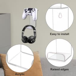 2x Transparante Headset Houder voor Tafel of Muur - Universele Koptelefoon Standaard — thumbnail 3