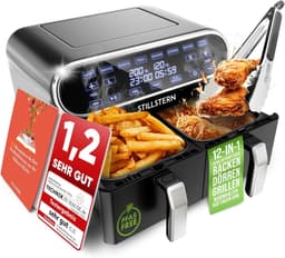 Stillstern Heteluchtfriteuse 2 kamers 8L Dual Zone Airfryer XXL (DE-versie), 2400W, Uitstekend 1,2 (Zeer goed), Friteuse Air Fryer, Receptenboek, Ontdooien & Warmhouden Heteluchtfriteuse Dubbele kamer, Air Fryers — thumbnail 1