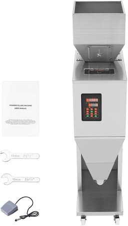 Automatische vulmachine voor deeltjes, 20–3000 g (0,044–6,6 lbs), roestvrijstalen weegvuller met voetpedaal voor bonen, zaden, granen, thee — thumbnail 5