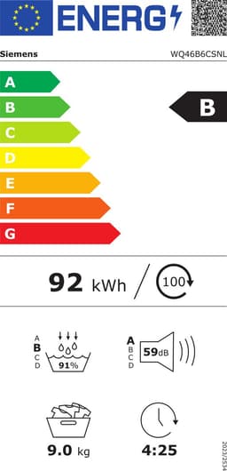 Siemens WQ46B6CSNL - iQ700 - Wasdroger - Warmtepompdroger - 9 kg - Wit - Zelfreinigende condensor blijvend energiezuinig - Zeer stil - Home connect - Energielabel B — thumbnail 2
