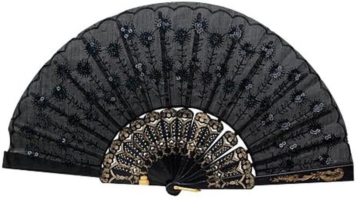 Luxe Vouwventilator met Bloempatroon - Spaanse Stijl Handwaaier voor Feest en Bruiloft — afbeelding 1
