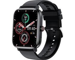 Belesy® HEAVEN – Smartwatch Dames – Smartwatch Heren – Horloge – 1.85" Kleurenscherm – Stappenteller – Hartslagmeter – Bloeddrukmeter – Slaapmonitor – Split Screen – Stembediening – Sportmodus – Bluetooth 5.1 – Zwart - Moederdag