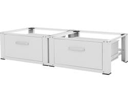 Wasmachine verhoger, Wasmachine Onderstel Dubbele 64x53,5x31,5 cm met 2 lades in wit ML design