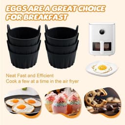6 stuks - Airfryer accessoires - Airfryer eivorm - Airfryer siliconen bakje - BPA vrij - Geschikt voor alle airfryers - Zwart - 9*9*5.5cm — thumbnail 9