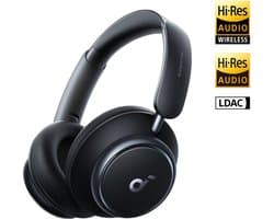 Soundcore Space Q45 by Anker, Koptelefoon met actieve ruisonderdrukking, tot wel 98% minder ruis, 50 u speeltijd, appbediening, LDAC Hi-Res Wireless Audio, comfortabel, duidelijk bellen, Bluetooth 5.3