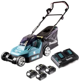 Makita DLM 382 PF4 accugrasmaaier 36 V ( 2x 18 V ) 38 cm 40 l + 4x accu 3.0 Ah + dubbele lader — thumbnail 3
