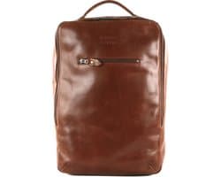 BUCKLE & SEAM Leren Laptop rugzak Rugzak met laptopvak Leon Dots Leather Backpack 13,5L Cognac Lichtbruin