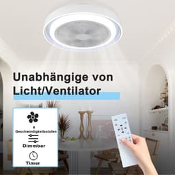 NETTLIFE Plafondventilator met verlichting - blauw - rond - Modern - LED 33W - CCT dimbaar - Plafondlamp met afstandsbediening - Timing -5 Bladen Licht - Slaapkamer | Woonkamer — thumbnail 4