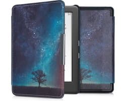 kwmobile e-reader hoesje geschikt voor Kobo Glo HD / Touch 2.0 hoes - E reader flip case met magnetische sluiting - Ereader cover - Sterrenstelsel en Boom design in blauw / grijs / zwart
