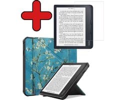 Hoes Geschikt voor Kobo Libra 2 - Met Screenprotector - Luxe E-reader Trifold Case - Bescherm Hoesje Book Cover - Bloesem