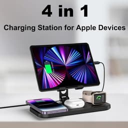 Inductief laadstation voor meerdere apparaten - iPad en iPhone oplaadstation - draadloze oplader voor Apple Watch - opvouwbare 4-in-1 oplaadstation Oplaadstation — thumbnail 2