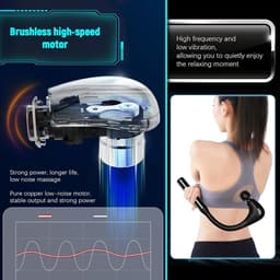 Diepe Weefsel Lichaamsmassage-Apparaat met U-Vormig Verlenghandvat - Draadloos Massagepistool voor Rugmassage en Pijnverlichting — thumbnail 2