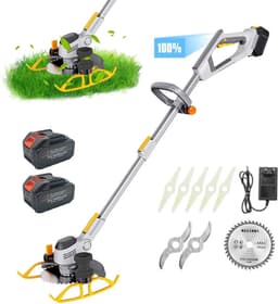 Accugrasmaaier - 2 x accu - Elektrische - Professionele - Grasmaaier - Verstelbare Snijder - Draadloze - Grasmaaier - Tuin - 100-135cm - Zaagblad - Maaiblad - Grastrimmer — thumbnail 1