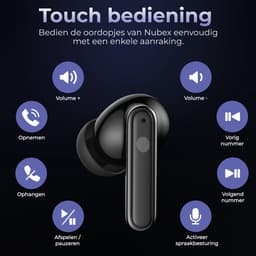 Nubex® Draadloze Oordopjes – Bluetooth Oordopjes – Oortjes draadloos – Oordopjes draadloos - Earpods geschikt - Draadloze oortjes bluetooth - Noise cancelling ANC+ENC - Universeel - BT 5.3 - Zwart — thumbnail 4